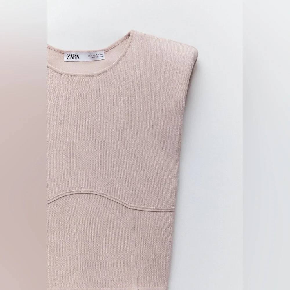 Brand new Zara Knit Top with Shoulder Pad - Picture 2 of 8